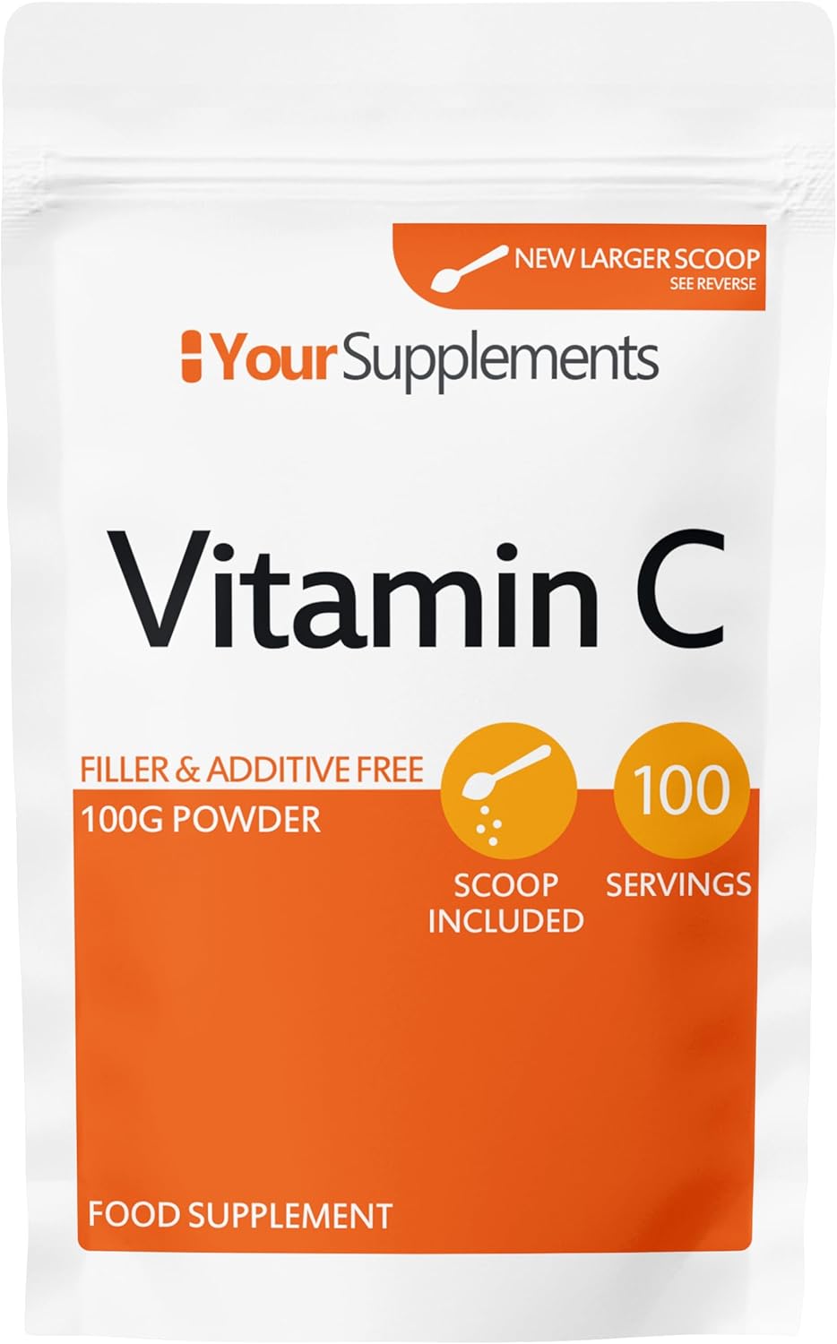 Vitamin C Powder 100g - Ascorbic Acid | 100% Pure British Pharmaceutical Grade | Non-GMO | Scoop Included