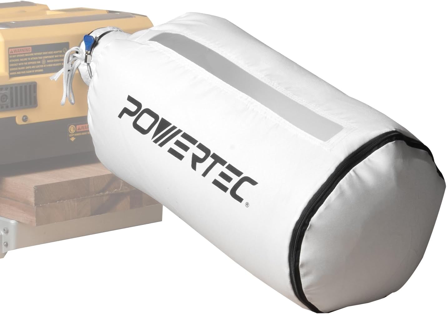 POWERTEC Dust Collector Bag with 4" Key Hose Clamps, 30 Micron Dust Bag for DeWalt DW735, DW734, WEN PL1326, PL1303 Planer, DC3401 Dust Collector & Woodworking Machine w/ 4" OD Dust Port (70399)