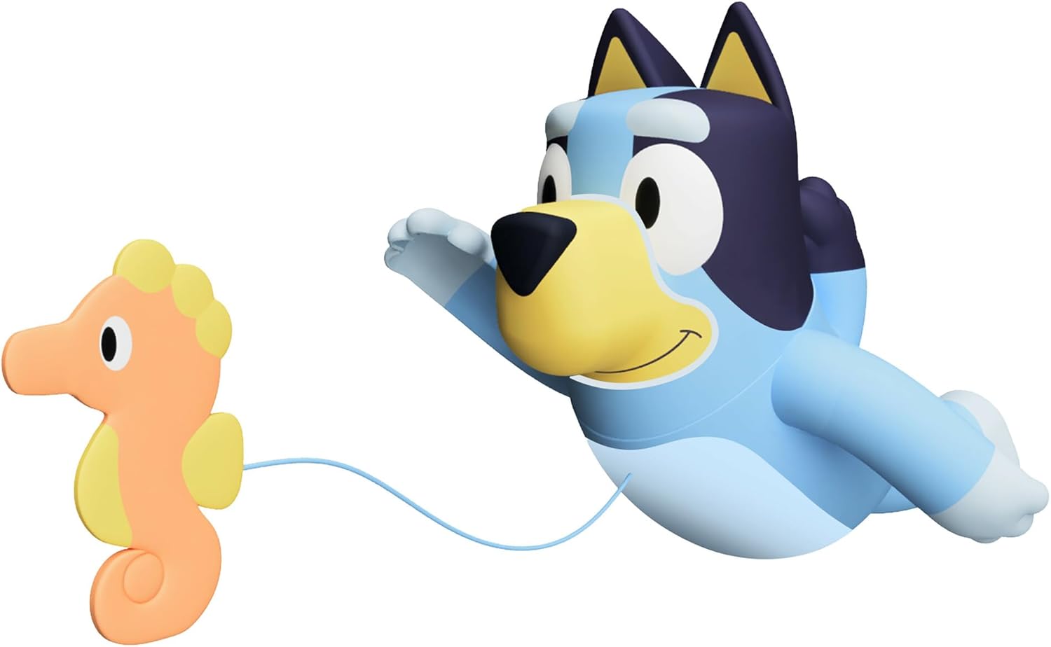 Toomies Swimming Bluey - Toddler Bath Bluey Toy with Pull String Seahorse, Swims on Front and Back - Interactive Water Play Bluey Toys - Baby Bath Toys and Swimming Pool Toys for +18 Months Old