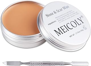 MEICOLY Scar Wax Kit with Spatula,SFX Scar Makeup,Fake Scar Modeling Wax for Realistic Scar,Wound and Cut,Halloween Special Effects Makeup,Fake Nose Putty Stage FX Makeup,Light,(1.67Oz)