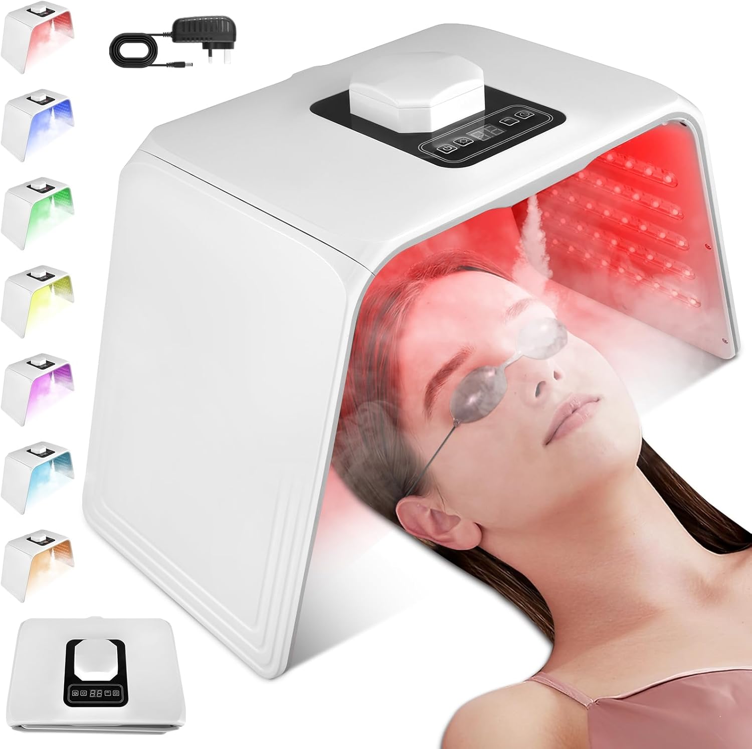 LED Face Light Therapy Mask,7 Colors and Cyclic Colors LED Mask Light Therapy,Folding Red Light Therapy Mask for Skincare,Red Light Therapy Lamp Steam Type for Photon SPA Beauty Salon Beauty Equipment