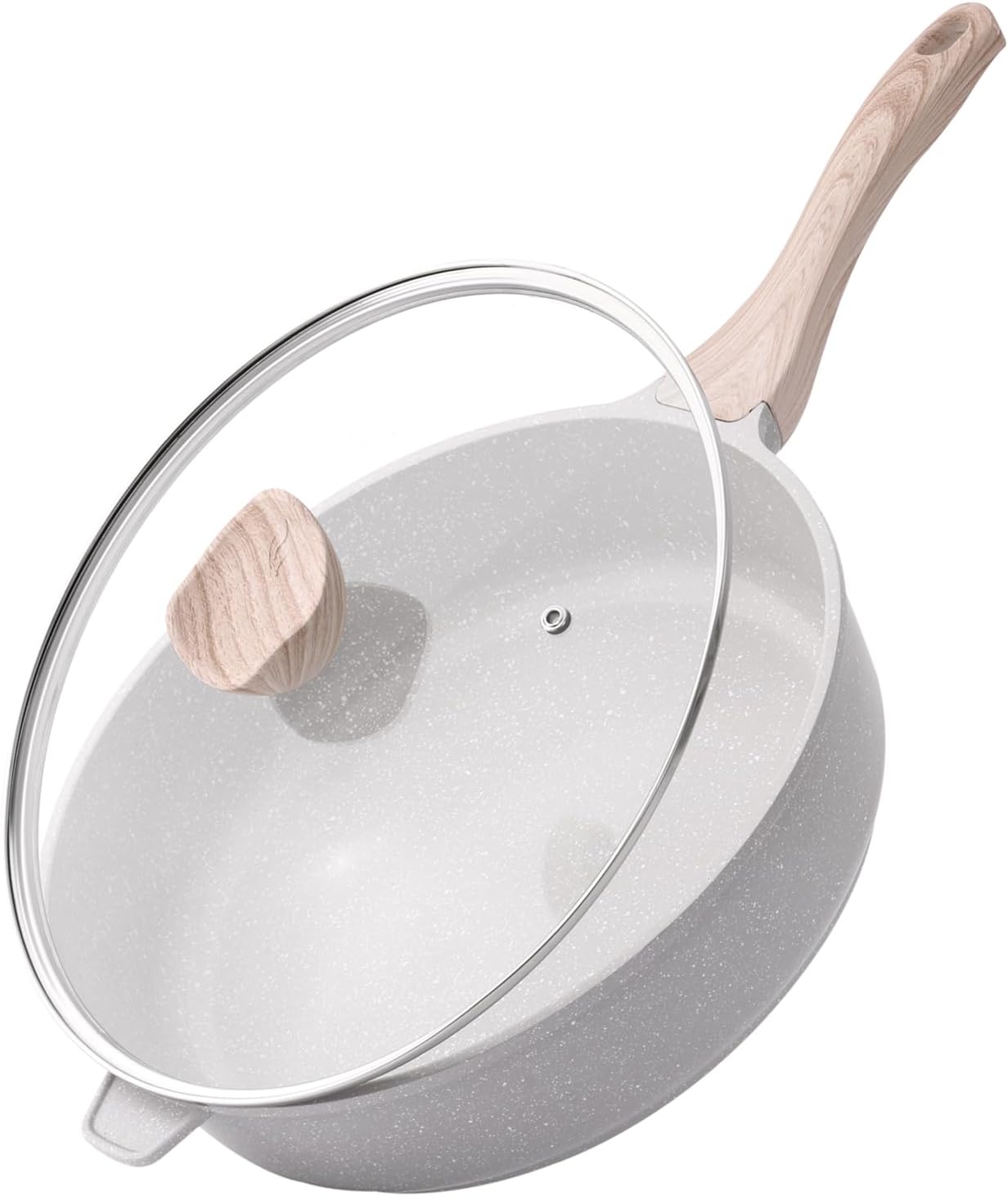 Kordisen Nonstick Ceramic Deep Frying Pan, 30 cm Non Toxic Large Skillet with Lid, Healthy Jumbo Cooker, Saute Pan for Cooking, Induction Cookware, PFOA & PFAS Free