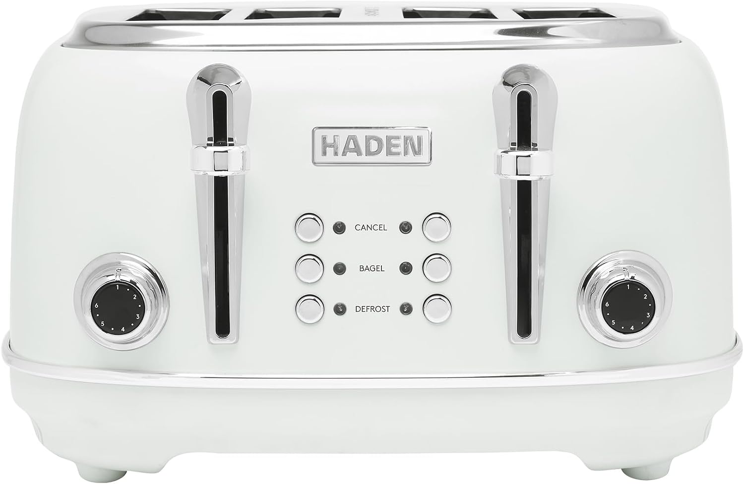 HADEN Heritage Toaster with Extra Wide Slots, 1500-Watt, Ivory & Chrome - Retro Stainless Steel Design with Self-Centering Function, 4 Slice Adjustable Browning Control & Removable Crumb Tray