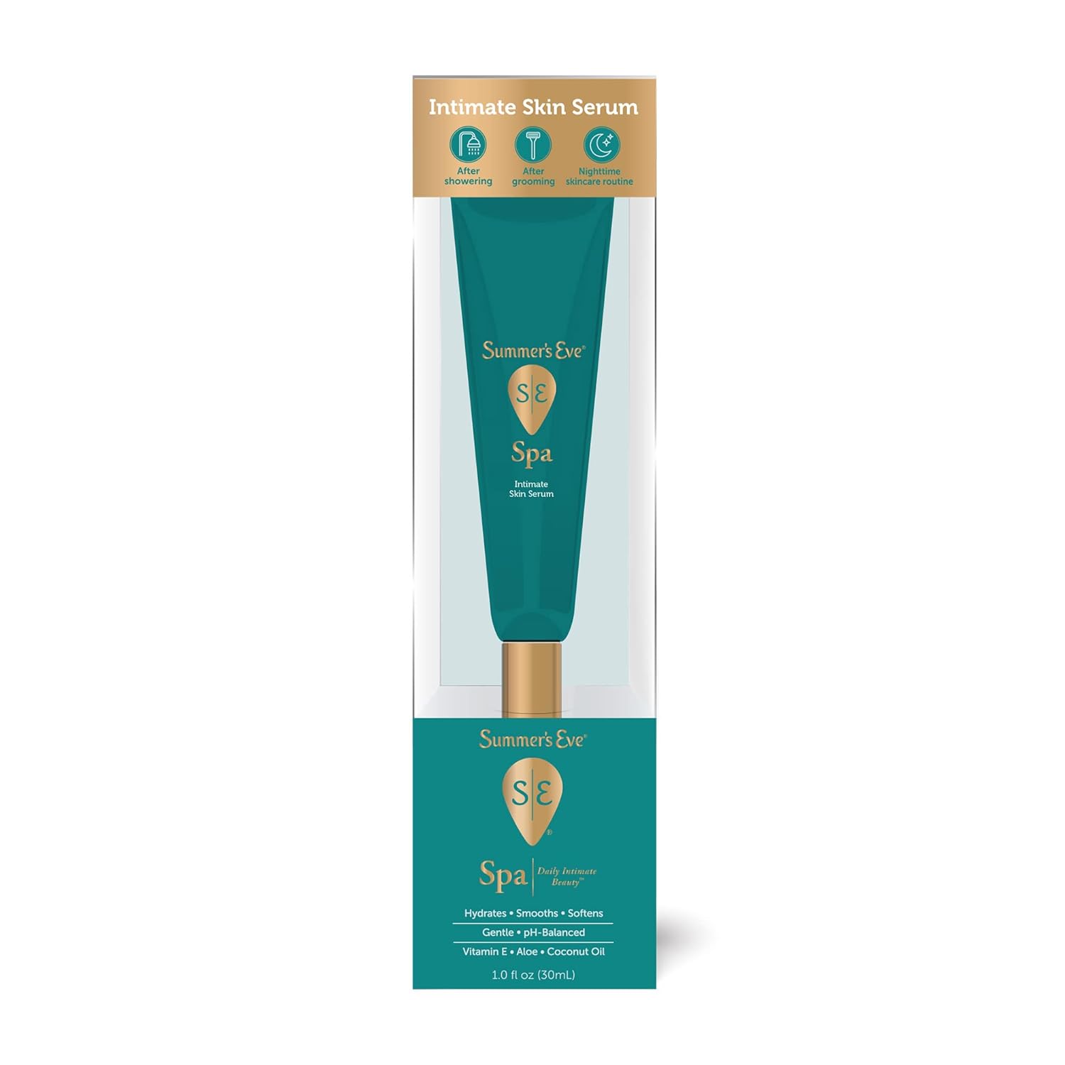 Summer's Eve Post-Shave Intimate Skin Hydrating Serum, 1 Oz, Fragrance-Free After Shave for Women with Vitamin E & Coconut Oil