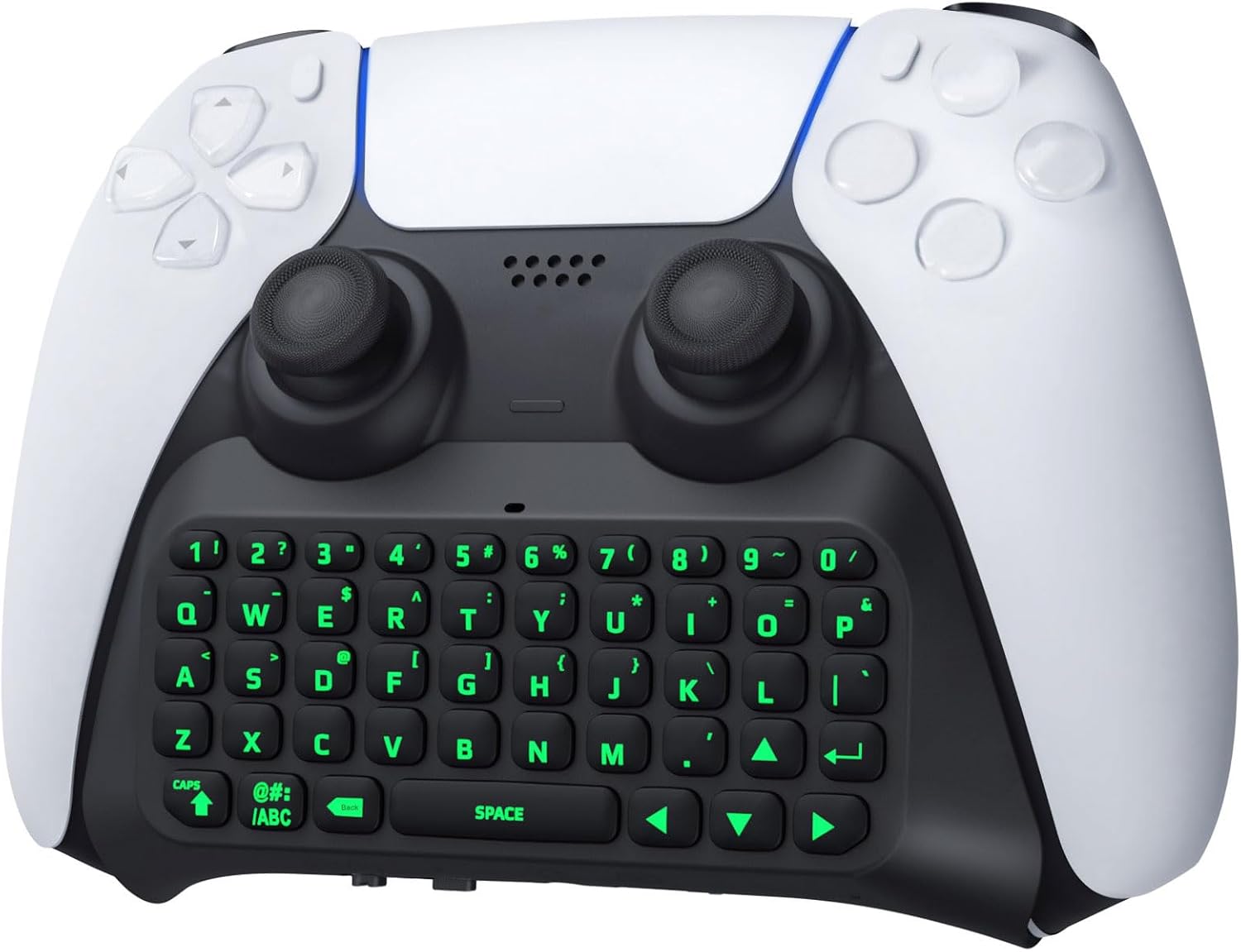 TiMOVO PS5 Controller Keyboard with Green Backlit, Wireless Bluetooth Keypad Chatpad for PlayStation 5, Built-in Speaker & 3.5mm Audio Jack, Mini Gaming Keyboard for PS5 Accessories, Black