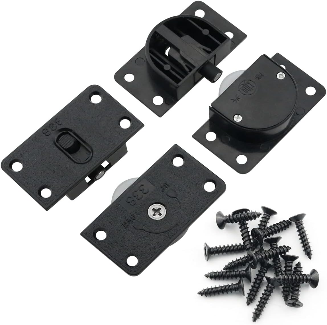 2Sets Black Sliding Cabinet Hardware Component Home Wardrobe Sliding Door Nylon Pulley Wheel Cabinet Hanging Wheel Wardrobe Furniture Hardware for Closet, Wardrobe, Sliding Doors
