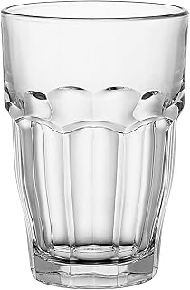 Bormioli Rocco Rock Bar Stackable Beverage, Set Of 6 Dishwasher Safe Drinking Glasses For Soda, Juice, Milk, Coke, Beer, Spirits – 12.5oz Durable Tempered Glass Water Tumblers For Daily Use