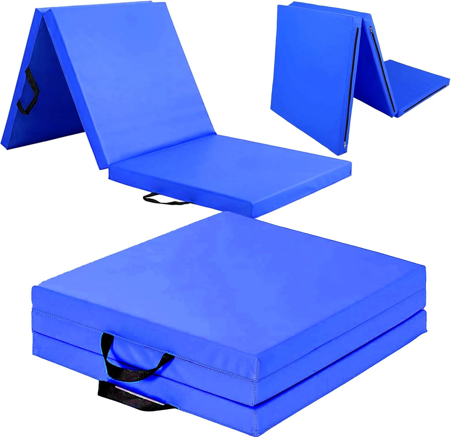 Exercise Mat 50mm Thick Tri-Fold PU Leather Cushioned Gymnastics Mat