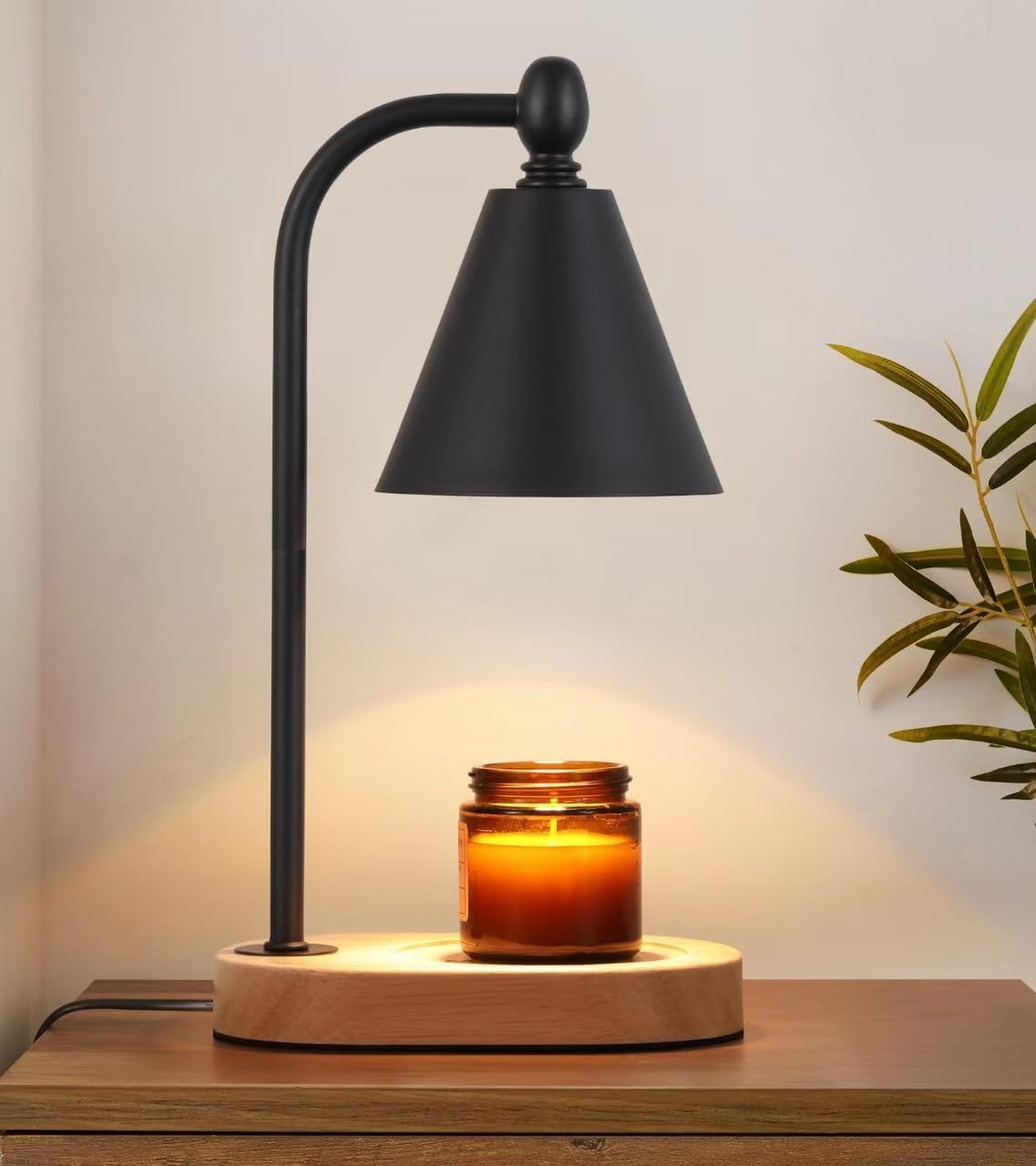 Candle Warmer Lamp,Black Horn Lampshade Dimmble Fragrance Electric Melter House Warming Decor with 2 Bulbs for Gifts Bedroom New Home Jar Candles
