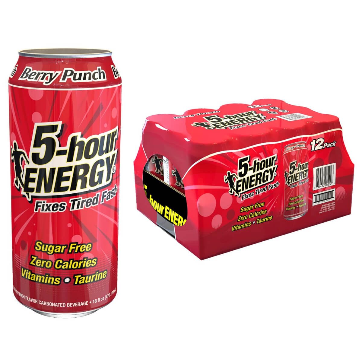 5-hour ENERGY Extra Strength Energy Drink | Berry Flavor 16 oz. Cans 12 Count Sugar-Free & Zero Calories Vitamins Amino Acids Contains Carbonation 230mg of Caffeine 192 ounces