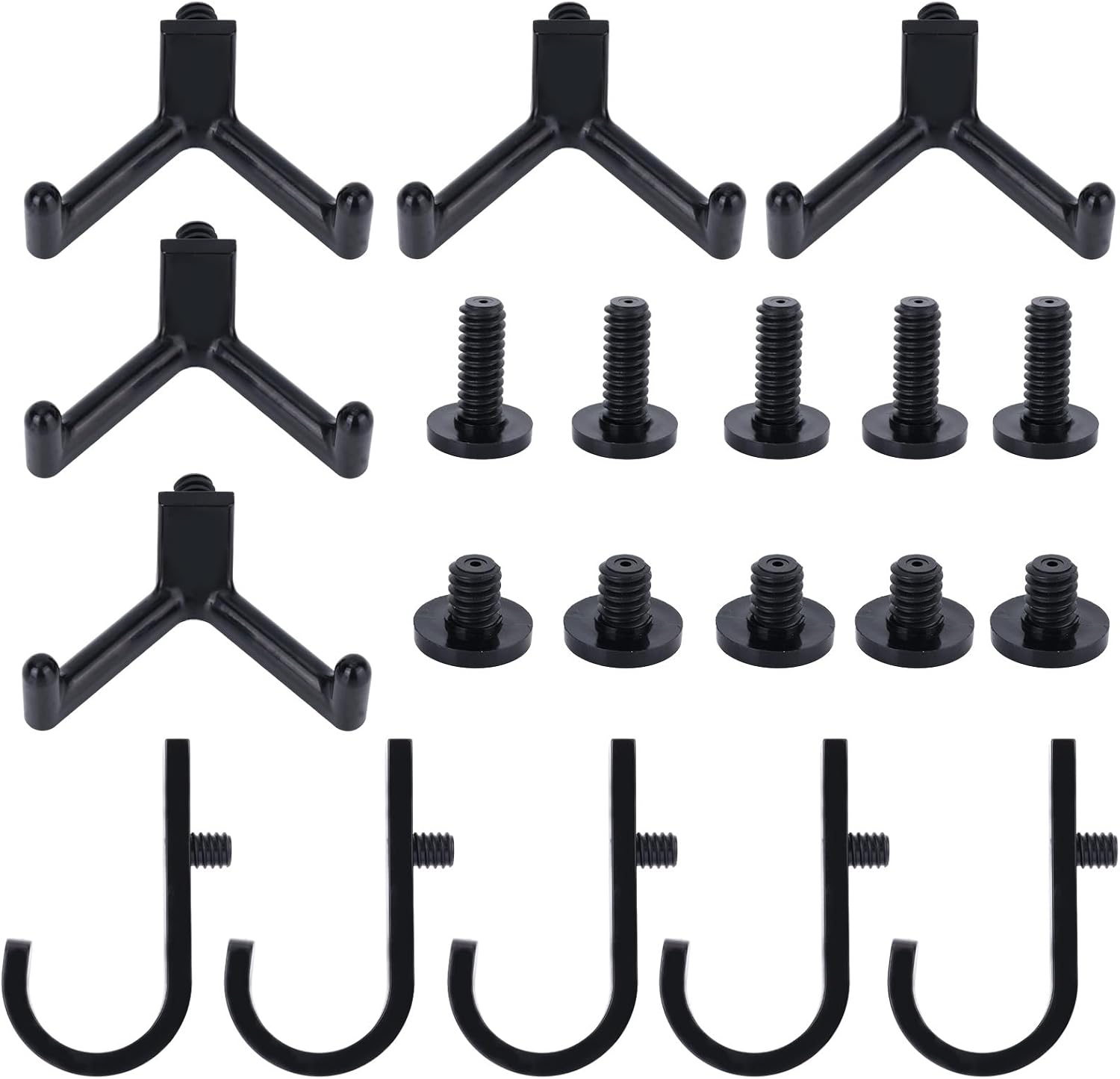 BOXOB 20pcs Tool Hooks for Suncast/Craftsman, V & J Shape Storage Shed Hooks with 10 Long & Short Screws Tool Hanger Garage Wall Organization for Shed Shelves Accessories Shovels Rakes Organizer
