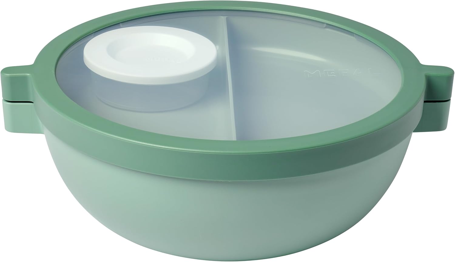 Mepal Basic bento Lunch Bowl Vita, Multi-Compartment, Extra Dressing Container and Tray, Bento Box, Salad Lunch Box, 1500 ml, Nordic sage