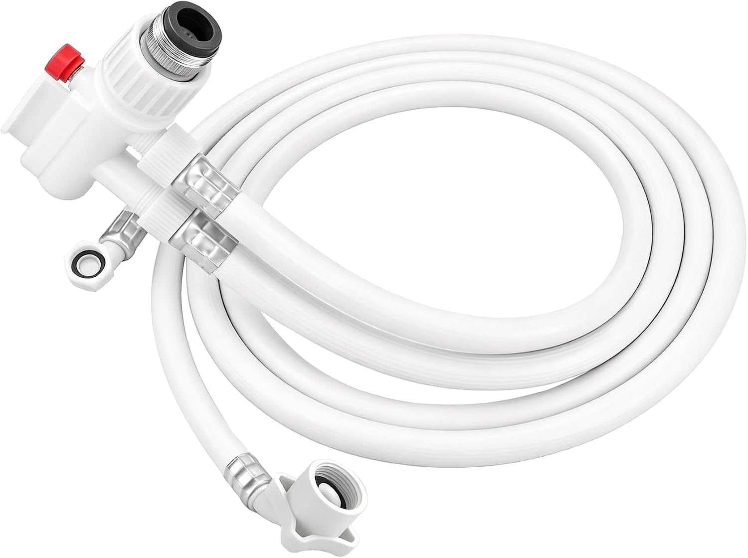 6FT Countertop dishwasher inlet and drain hose kit, compatible with all major brands, includes faucet adapter, 1 Year warranty