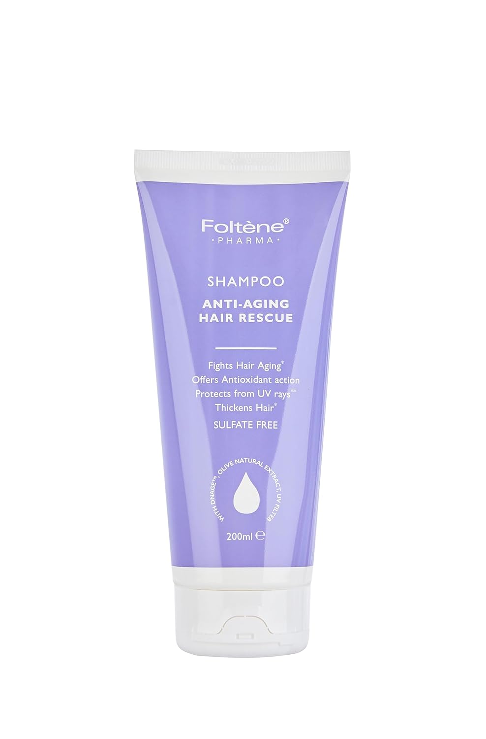 Foltene Pharma Anti-Aging Hair Rescue Shampoo 6.76 fl oz - UV Protection, DN-Age & Olive Extract, Boosts Volume, Made in Italy