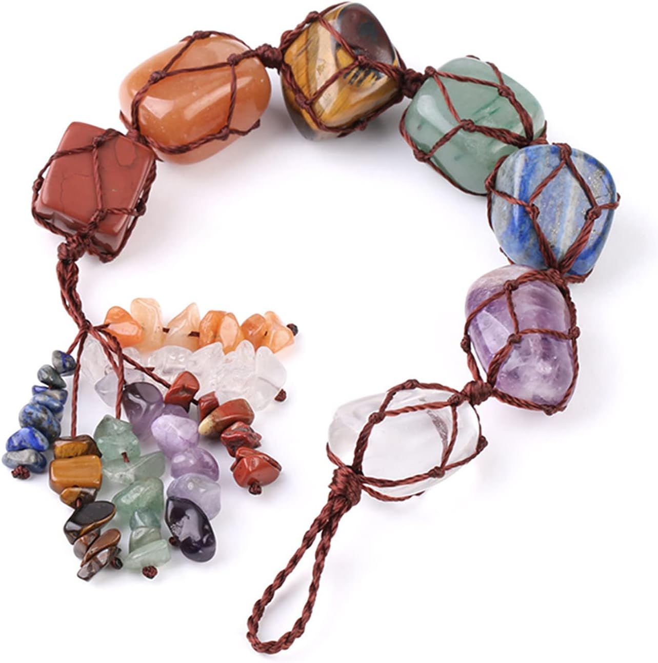 7 Chakras Healing Crystals, Natural Gemstones Spiritual Gifts for Women Polished Tumbled Stones Positive Energy Spiritual Meditation Hanging Ornament/Window Ornament/Feng Shui (Healing Crystals-01)