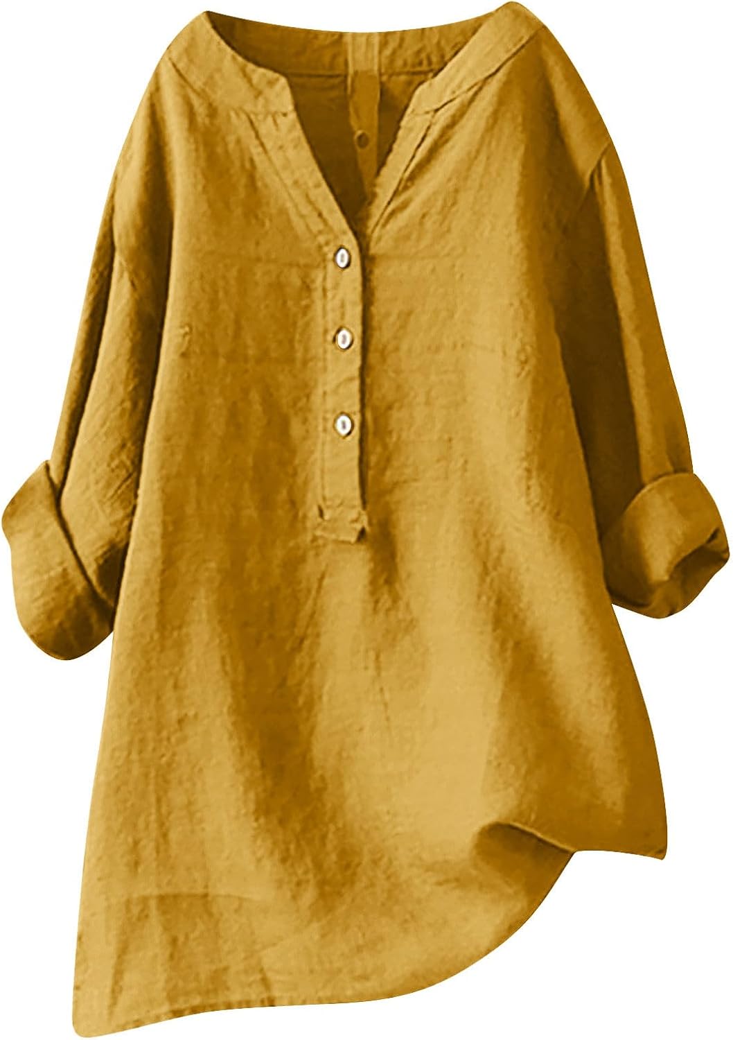 Cotton Linen Shirts for Womens 2025 Plus Size Loose Long Sleeve Shirts Summer V Neck Tunic Tops Loose Blouse Shirts