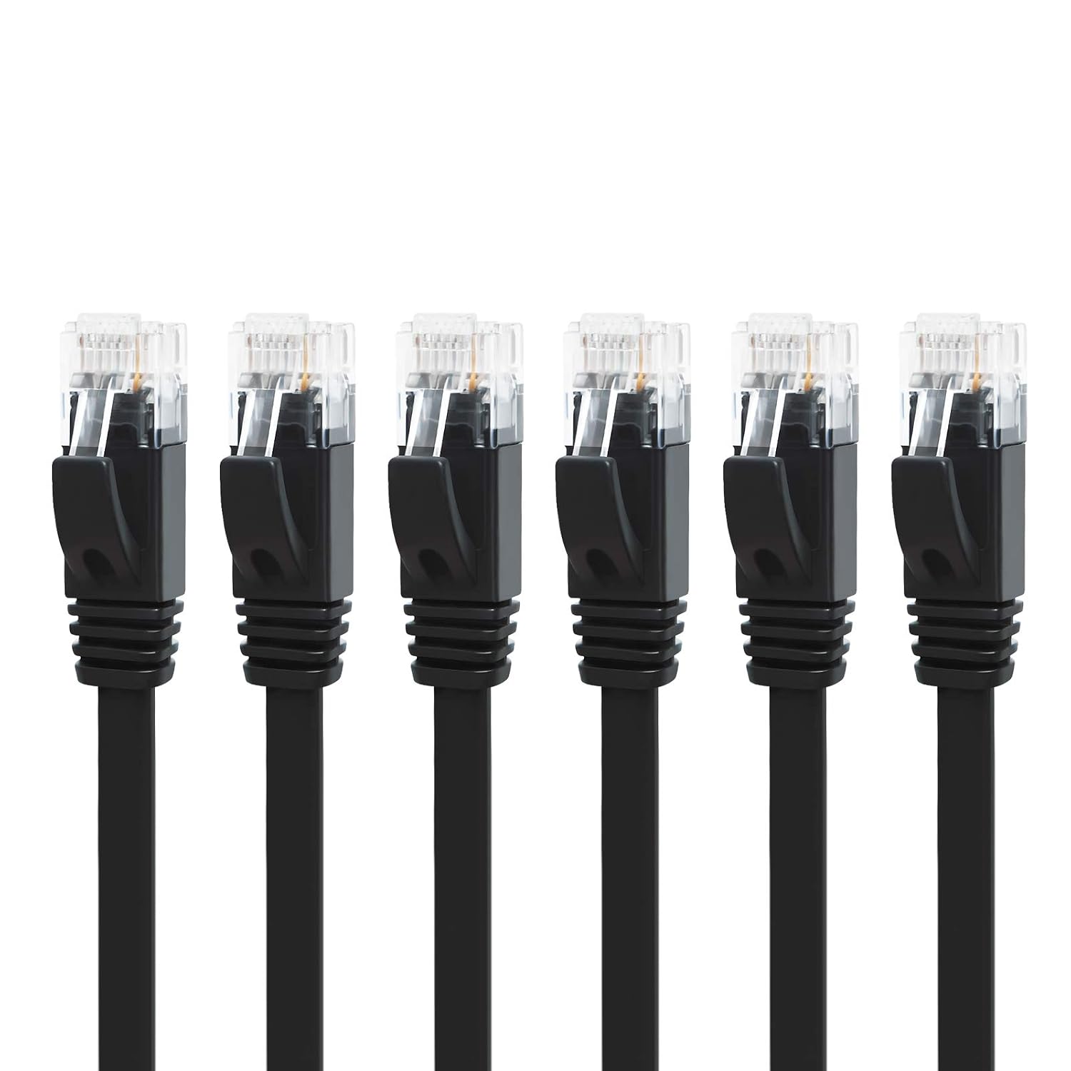 Yauhody CAT 6 Ethernet Cable 3m 6-Pack Black, High Speed Solid Flat CAT6 Gigabit Internet Network LAN Patch Cords, Bare Copper Snagless RJ45 Connector for Modem, Router, Computer(3m 6-Pack Black)