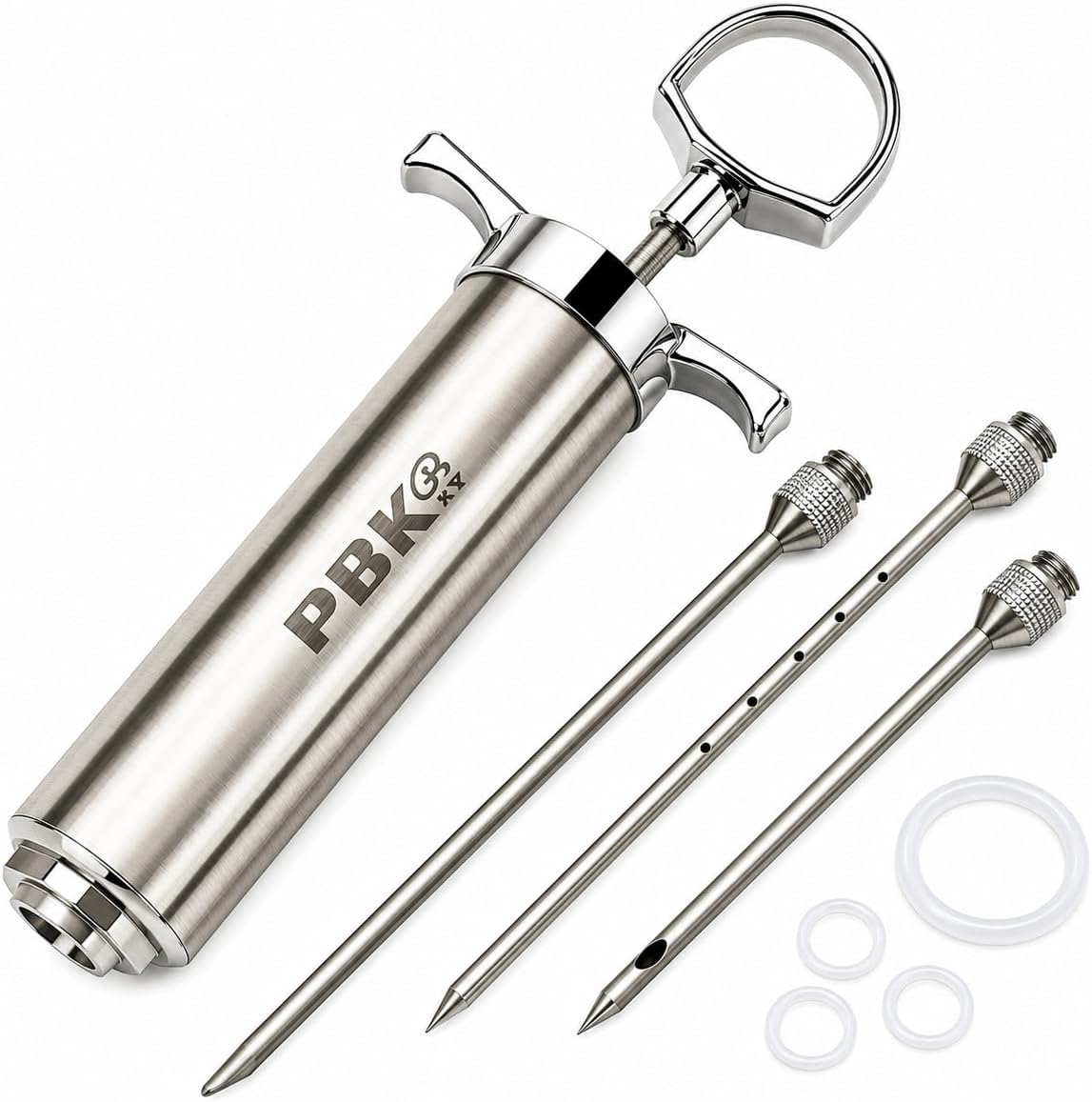 Meat Injector Syringe, 2 Oz Stainless Steel Meat Injector with 3 Needles, Heavy Duty Marinade Injector for Smoking, Turkey, Brisket, Chicken, Pork & BBQ, Dishwasher Safe