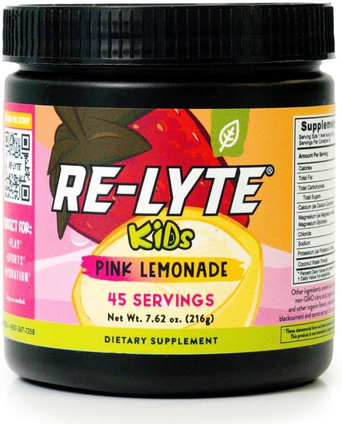 REDMOND Re-Lyte Kids Hydration Electrolyte Mix Powder, Pink Lemonade 7.62 oz