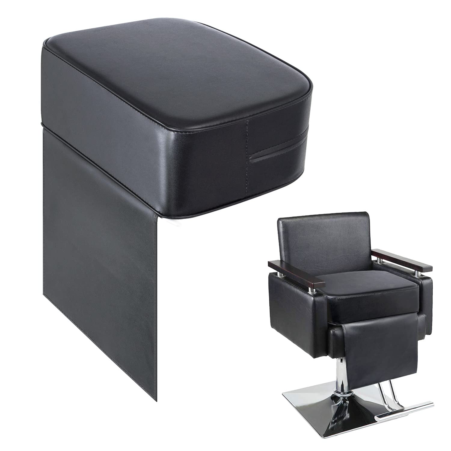YOSHIKO Salon Booster Seat Cushion for Hair Cutting Salon Leather Pads, Boat Booster seat Cushion, Styling Chair Seat Booster, Barber Beauty Salon Spa Equipment Black