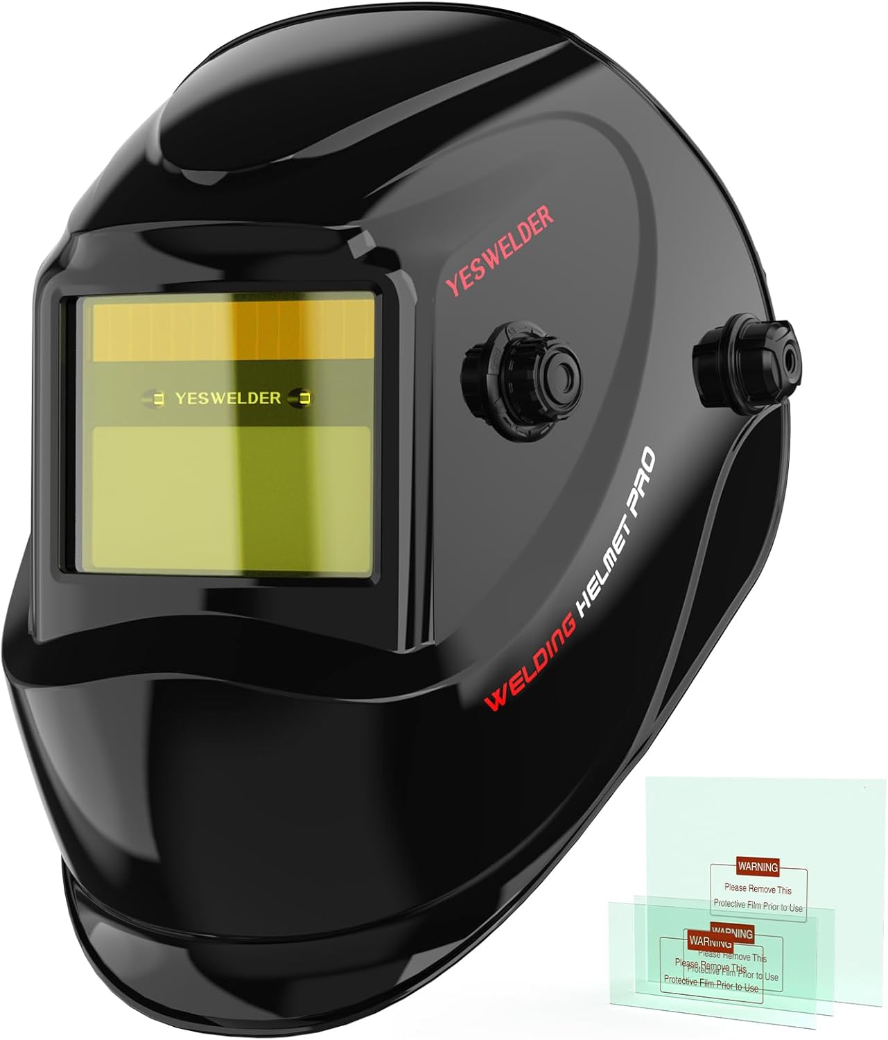 YESWELDER Auto Darkening Welding Helmet, Blue Light Blocking, 1/1/1/1 True Color Solar Powered Welding Hood with 2 Arc Sensors, Wide Shade 3.5/9-13 Welder Mask for TIG MIG ARC and Grind Welding Hood