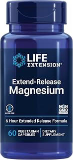 Life Extension Extend-Release Magnesium, prolonged heart & bone health support, cardiovascular & blood pressure health support, bioavailable formula, gluten-free, non-GMO, vegetarian, 60 capsules