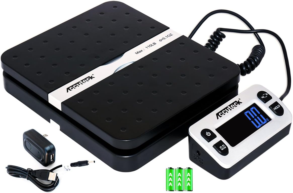 ACCUTECK ShipPro 110lbs x 0.1 oz. Digital Shipping Postal Scale, Black (W-8580-110-Black)