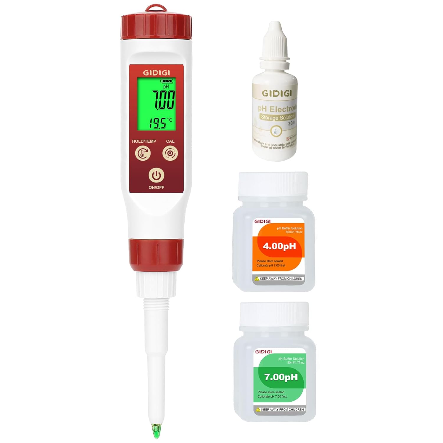 GIDIGI pH Meter for Food,Digital pH tester for Sourdough,Spear Tip Food pH Probe for Fermentation,Test Food pH for Hot Sauce,Cheese,Meat,Canning,Bread,Sushi Rice,Fruit,Saliva,Lotion Skin Care Products