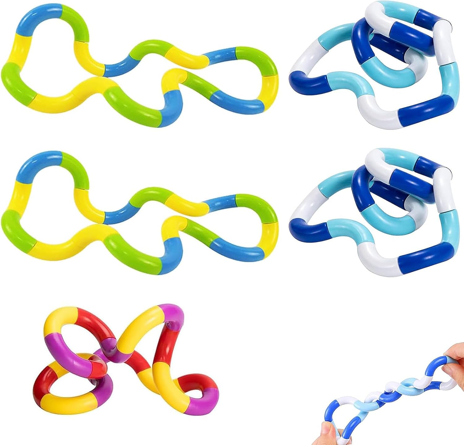 WQEDVN 5 PCS Tangle Fidget Toy, Multicolor, Stress Relief Sensory Fidget Toys, Removable Splicing for All Ages, Focus, Sensory