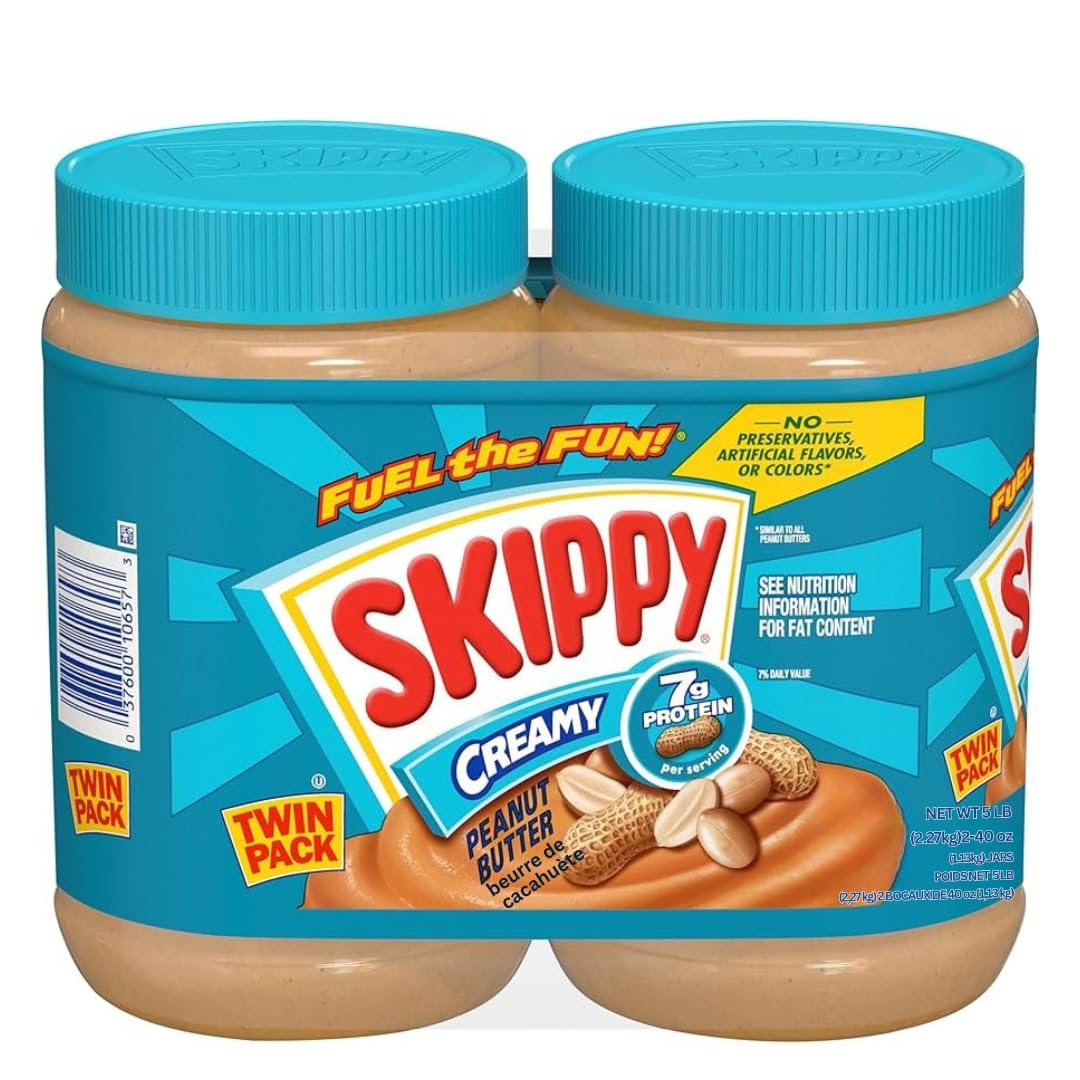 Skippy Natural Peanut Butter, Creamy, 40 oz (2 ct)