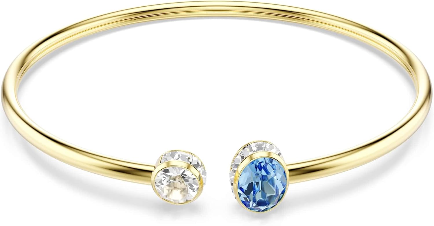 Swarovski Chroma bangle, Mixed cuts, Multicolored, 18K gold finish