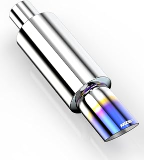 MZS Exhaust Muffler, Stainless Steel Exhaust Tip 15" Length 2.25" Inlet 3" Outlet Universal for Car Sedan SUV Truck Vehicles - Titanium Burnt Tip