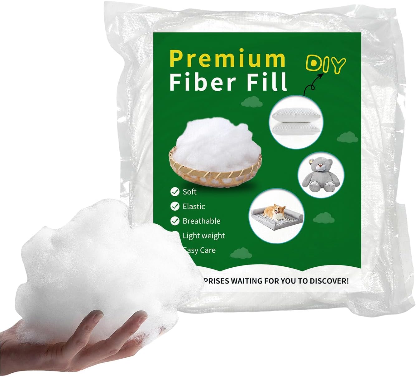 Daylendar Polyfill Stuffing Fiber Fill 100g/0.22lb,Premium Fiberfill Stuffing for Craft,High-Resilience Recyclable Crochet Stuffing, Stuffing for Stuffed Animals,Crochet, Home Decor