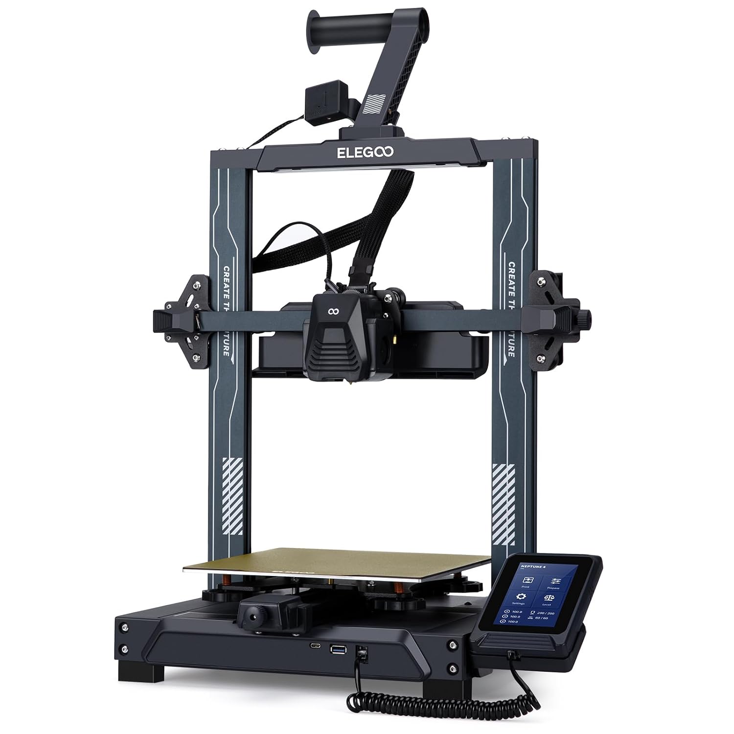 ELEGOO Neptune 4 3D Printer, 500mm/s High-Speed Fast FDM Printer with Klipper Firmware, Auto Leveling and Direct Extruder, Easy Assembly for Beginners, 225x225x265mm Printing Size