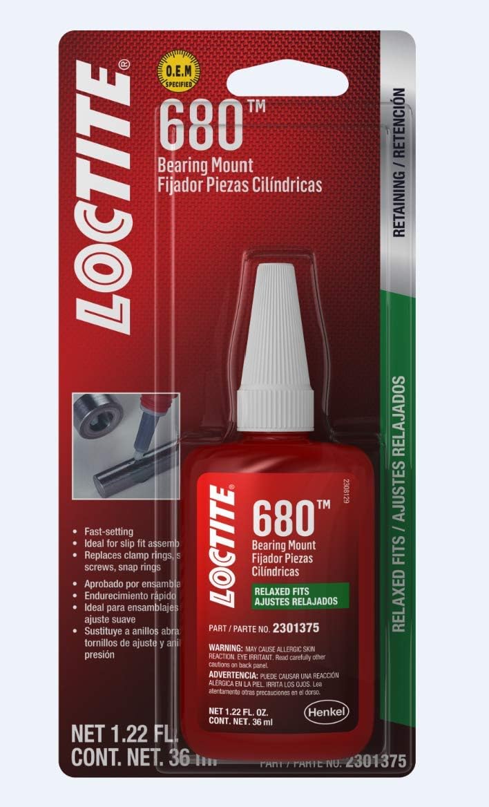 LOCTITE 680 Automotive Bearing Mount – High Strength, Medium Viscosity, for Relaxed Fits, O.E.M. Specified, Slip Fit Assemblies - 36 ml, 1 Pack