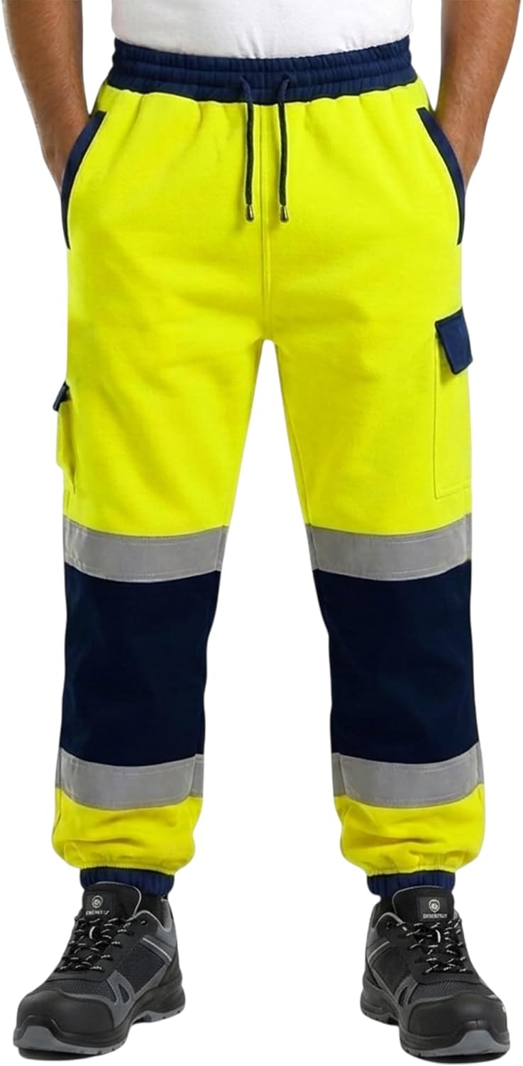 Hi Vis Reflective Safety Security Joggers Jogging Bottoms Trousers Sweat Pants Railway GO/RT