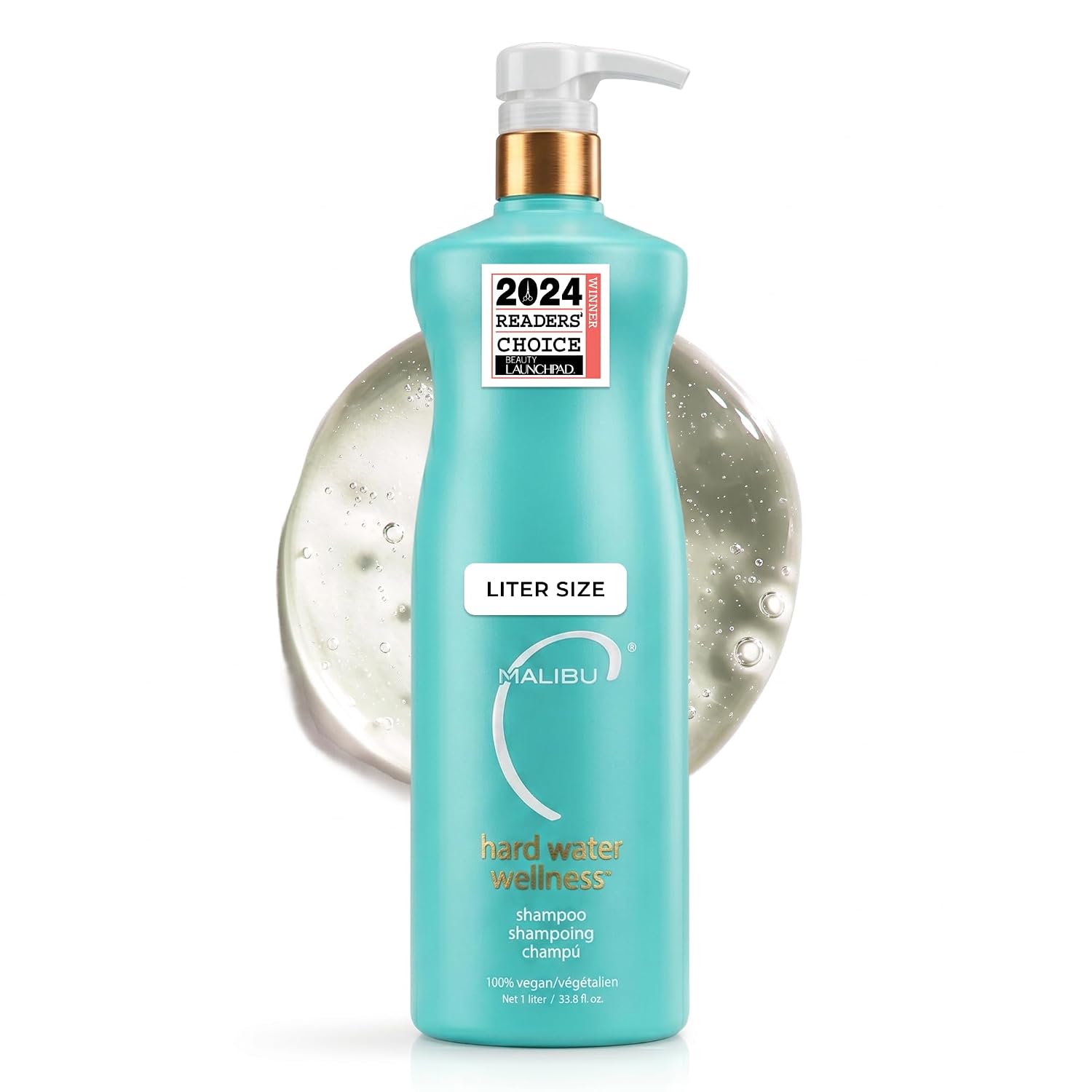Malibu C Hard Water Wellness Shampoo - Hydrating, Sulfate-Free Hair Care for Hard Water - Removes Minerals and Buildup (33.8 oz) | Hydrating, Sulfate-Free Detox Shampoo for Hard Water, Gently Removes Minerals & Buildup, Vegan & Cruelty-Free Hair Care
