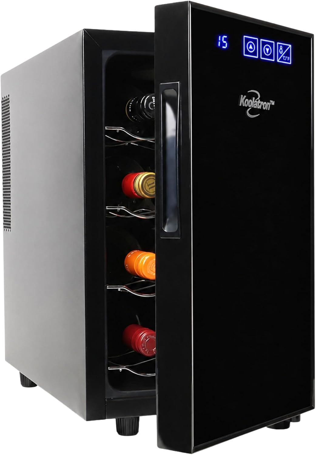 Koolatron 8 Bottle Wine Cooler, Black, Thermoelectric Wine Fridge, 0.8 cu. ft. (23L), Freestanding Urban Series Wine Refrigerator, Red, White and Sparkling Wine Storage for Kitchen and Apartment
