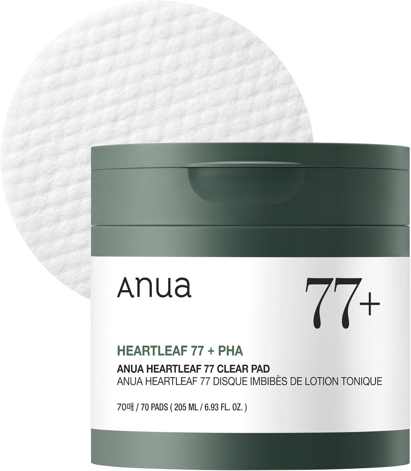 Anua Heartleaf 77 Toner Pads, Daily Exfoliating Toner Pad for Skin Texture with Centella & PHA, Dual-Textured Pore Pads for Sensitive Skin, Non-Comedogenic, Korean Skin Care, 70 Pads