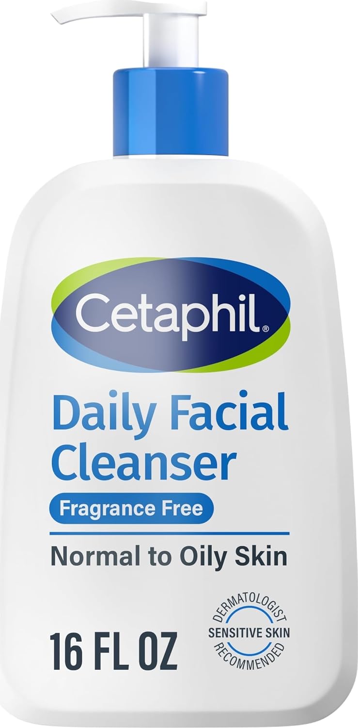 Cetaphil Daily Facial Cleanser, Oily & Combination Skin, 16oz | Fragrance-Free, Soap-Free, Hypoallergenic, Sensitive To Oily Skin, Combination Skin, Dermatologist Recommended