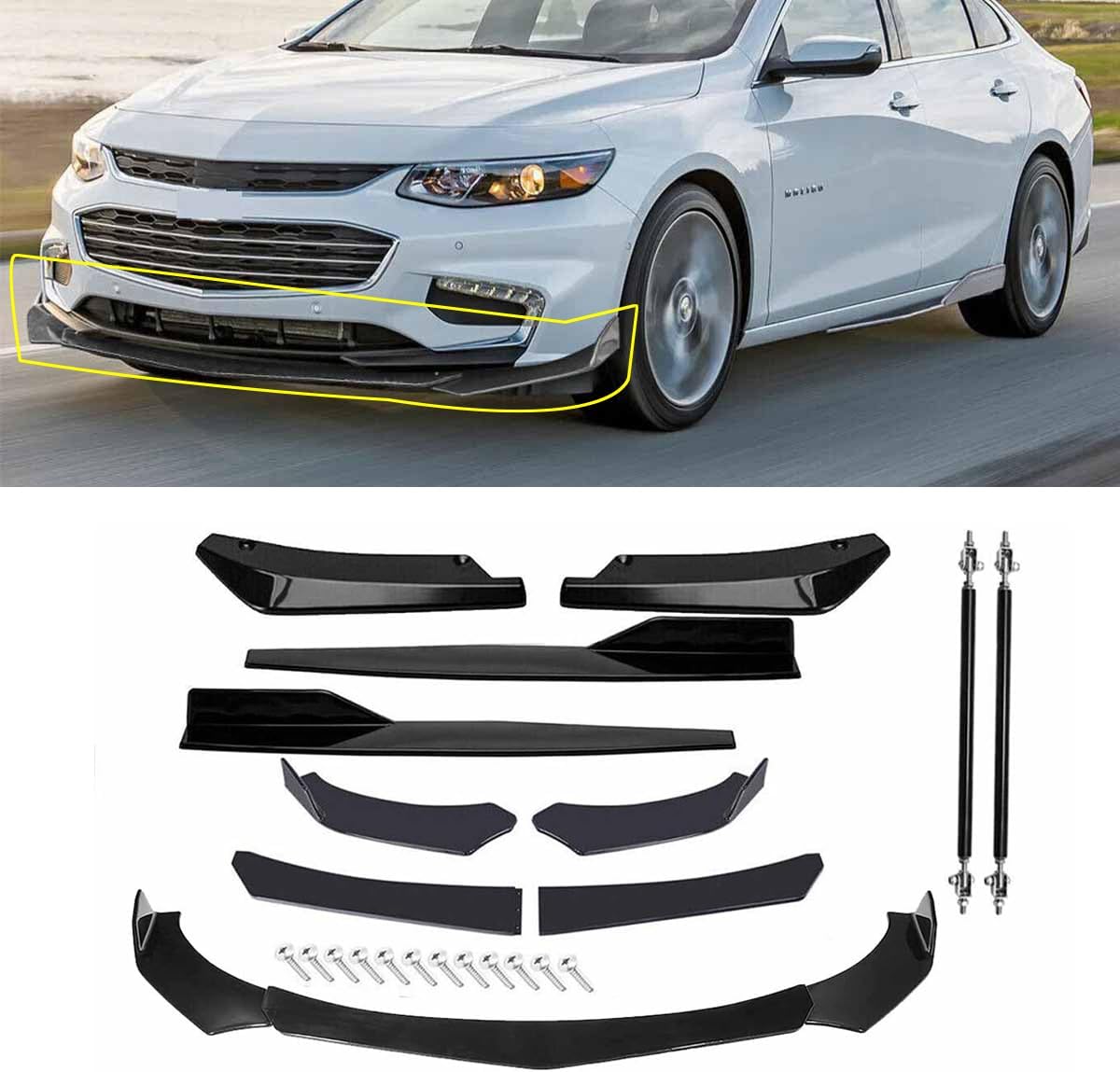 Spoiler Splitter Body Glossy Black Fit for 2009-2020 Ni-ssan Altima Front Rear Bumper Lip Kit Side Skirt Universal Fit