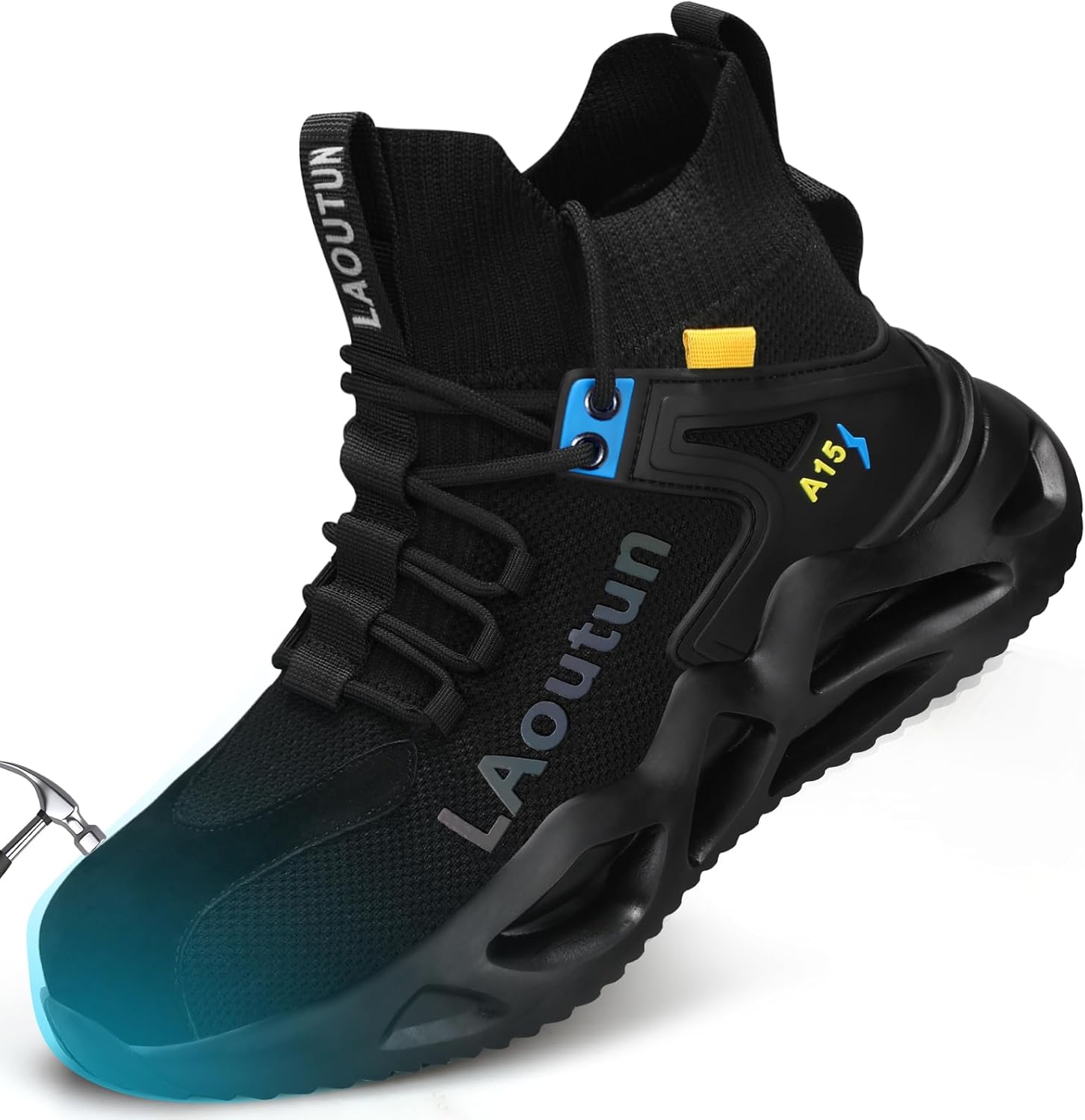 LAoutun Steel Toe Shoes for Men Women Work Shoes Safety Sneakers Shoes Comfortable Lightweight Puncture Proof Slip on Indestructible Work Shoes