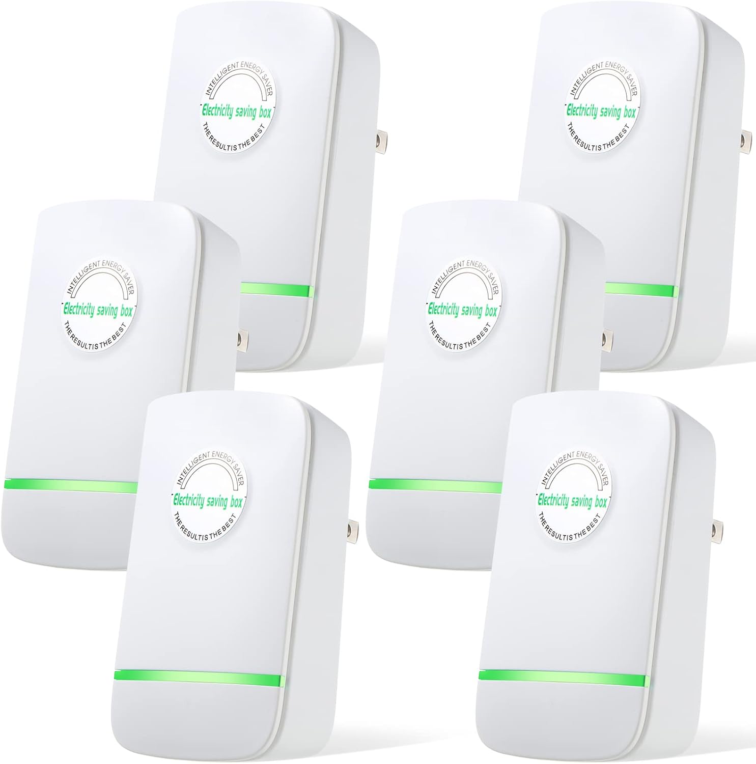 Fabbay 6 Pcs Power Energy Saver 30 KW Electricity Saving Box Household Power Strips Saver Household Stable Voltage Device High Efficiency US Plug 90V-250V (Rectangle)