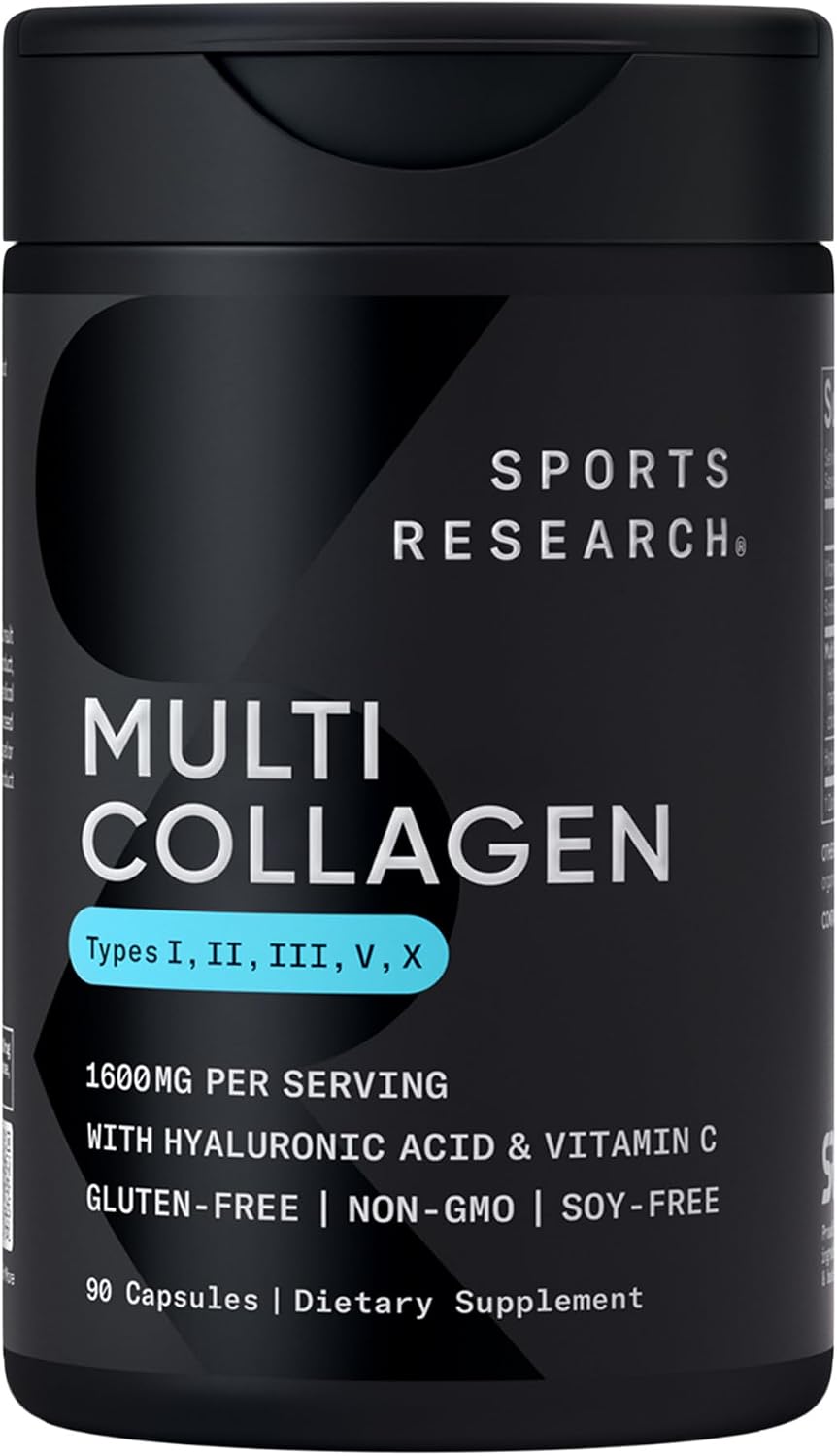 Sports Research® Multi Collagen Peptides w/Hyaluronic Acid, 90 Count