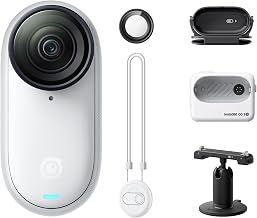 Insta360 GO 3S - 128 GB White 4K Tiny Portable Vlogging Camera, Hands-Free POVs, Mount Anywhere, Stabilization, 140 Min Battery Life, 10m Waterproof, Apple Find My, Pet POV