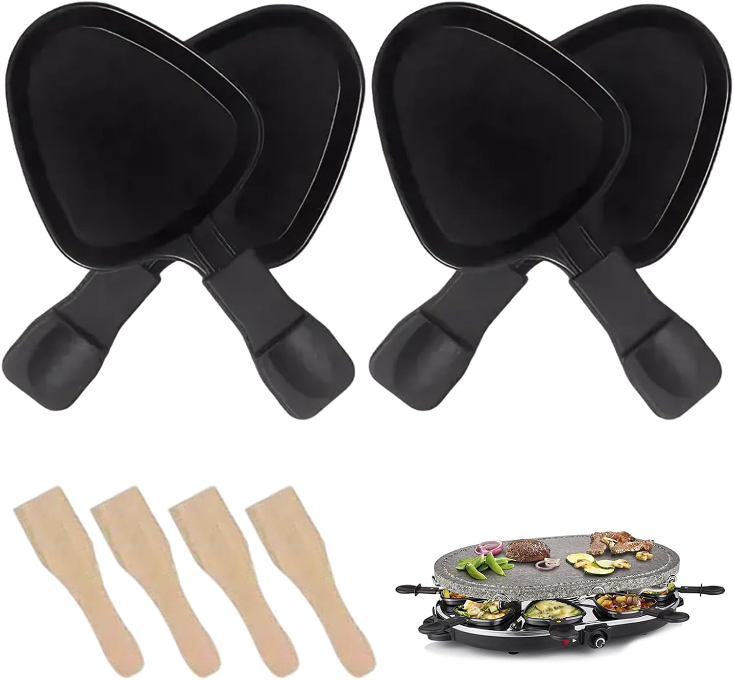 Raclette Cheese, Grilled Cheese Pan, 4PCS Non Stick Triangular Raclette Melter with 4PCS for Home Kitchen Camping