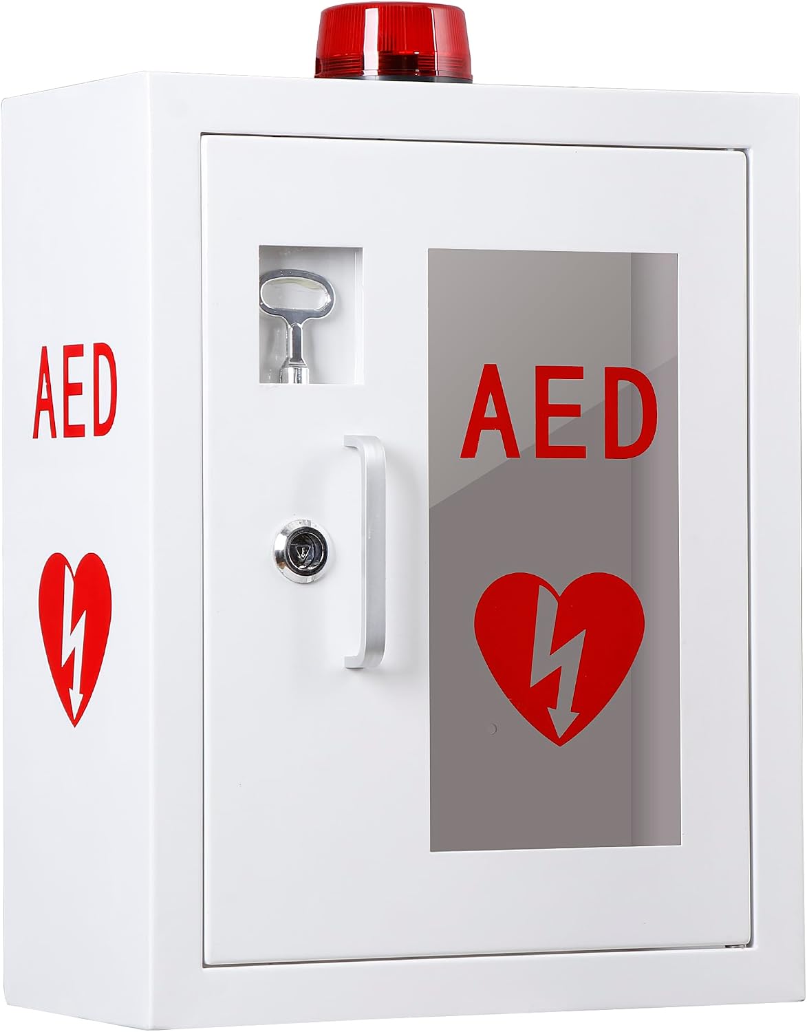 AED Defibrillator Cabinet with Alarm for Home, Hospital, Office | Wall Mounted AED Medicine Cabinet with Lock Fits All Brands AED Defibrillator 12.8 x 6.7 x 16.1 inch