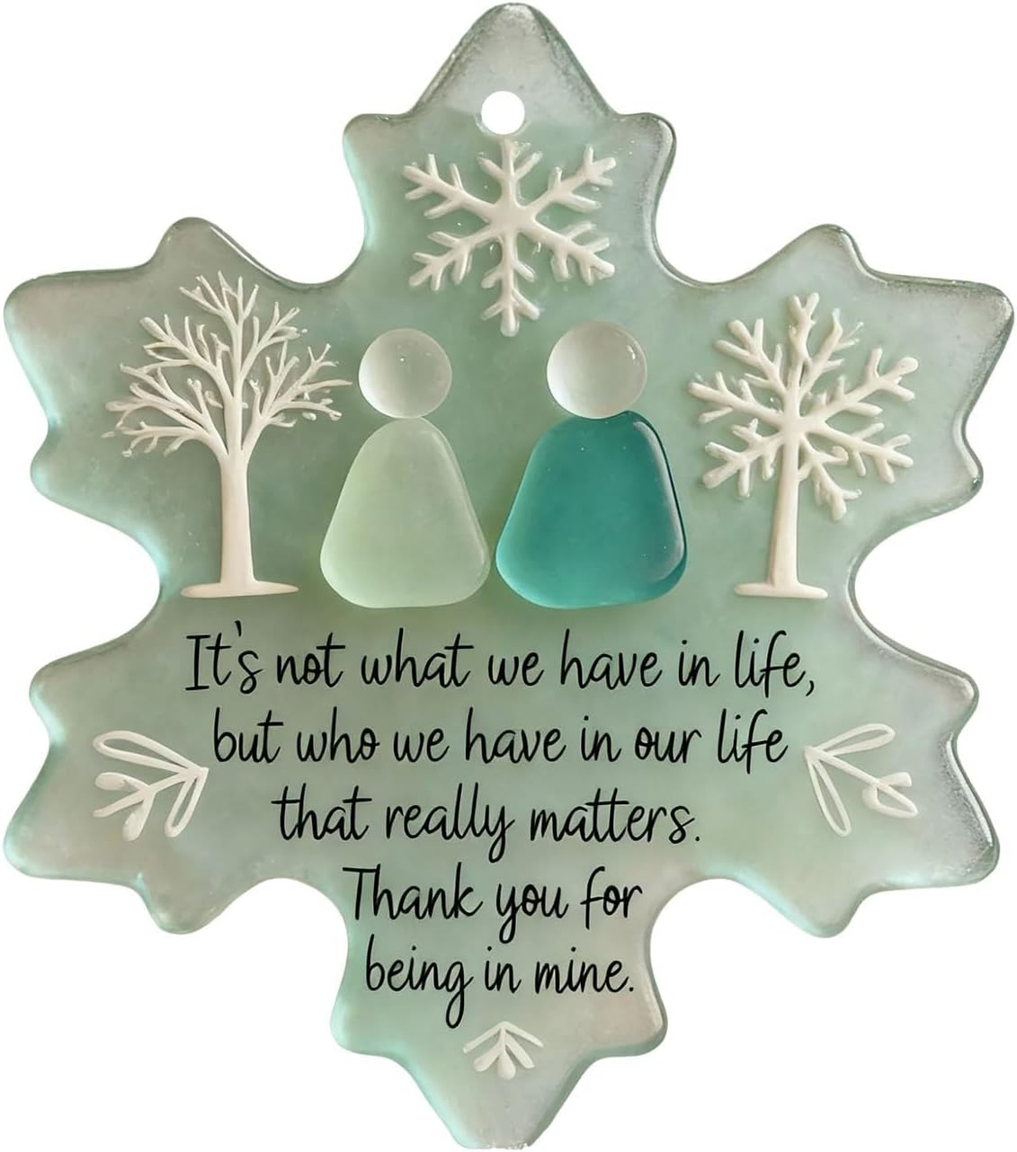 Sea Glass Friendship Decor Ornament Christmas Tree Hanging Ornaments 2D Flat Acrylic Snowflake Christmas Ornaments Anniversary Graduation Gifts Seasonal Art Souvenir Home Decor for Best Friends