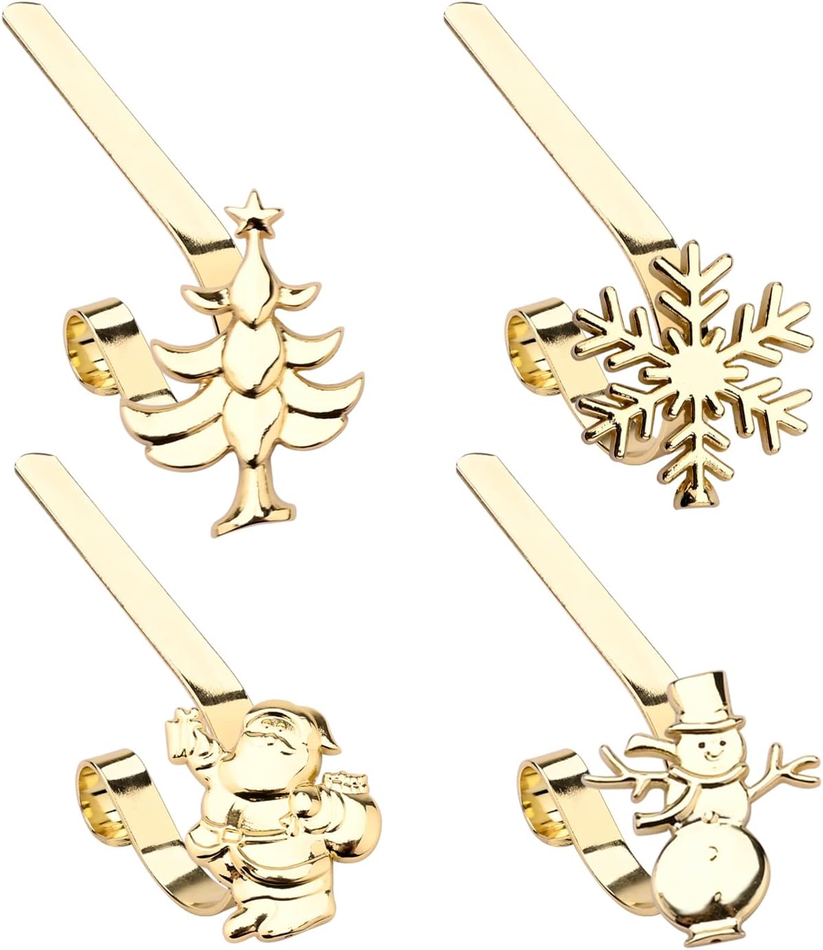Christmas Stocking Holder 4Pcs Gold Xmas Metal Stocking Fireplace Hooks Mantel Stocking Hooks Hanger Grip Clips for Home Xmas New Year Party Mantel Fireplace Table Ornament Gift Hanging Decoration