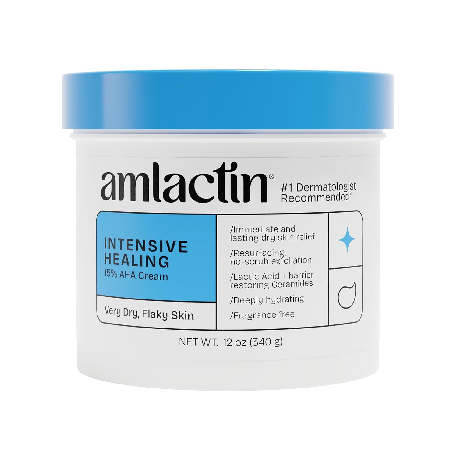 Amlactin Intensive Healing Body Cream, 15% Lactic Acid, 12 oz